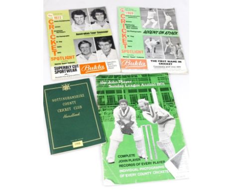 Cricketing ephemera, Nottinghamshire County Cricket Club, etc, Spotlight 1969 programme partially signed, another for 1972, J