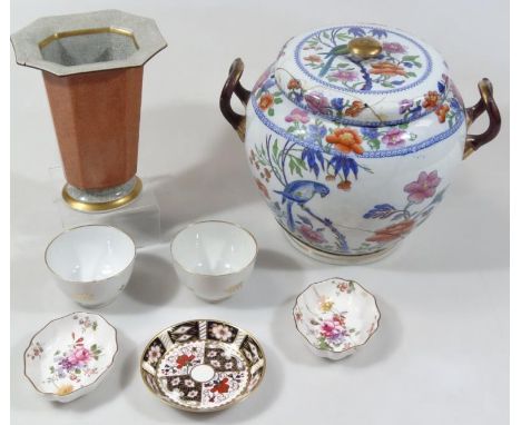 An early 19thC English pottery ice pail, of shouldered circular outline, polychrome decorated with exotic birds and flowers, 