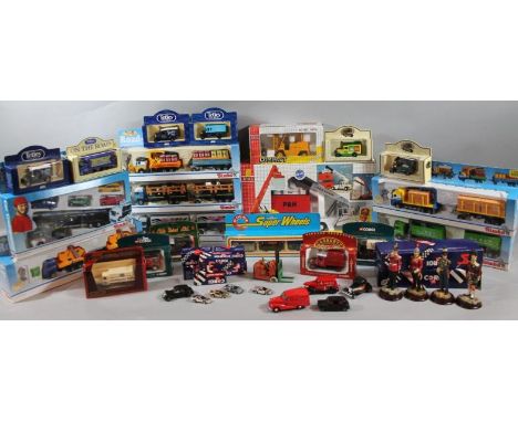 Die-cast and other vehicles, to include Compact Joal, boxed crane set, 25cm high, modern Corgi, Samba, Woodking and other die