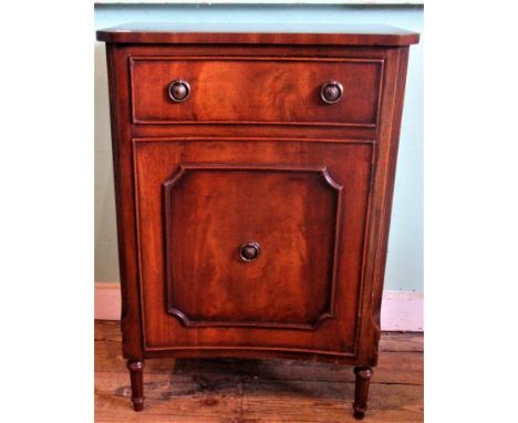 A reproduction mahogany side cupboard, bearing the label T R Hall, 14-16 Bromham Road, Bedford.