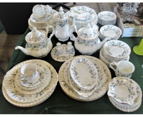 A quantity of miscellaneous Royal Albert Brigadoon pattern tableware, to include: dinner plates, side plates, saucers, teapot