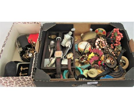 A quantity of custome jewellery, including: earrings, bangles, clips, trinket boxes, together with a collection of gentleman'