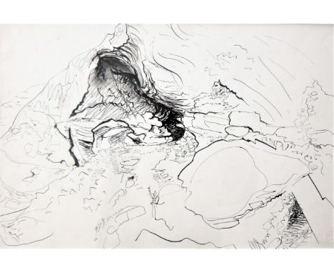 CERI RICHARDS  R.A. [1903-71]. Rock Study, Gower, c. 1953 ink on paper; studio stamp signature CR. 36 x 54 cm; frame 62 x 79 