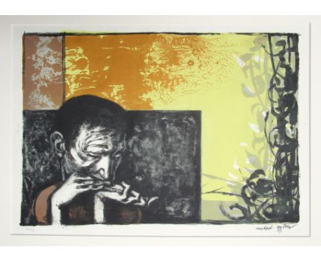 MICHAEL AYRTON [1921-75].Harmonica Player, 1956.Lithograph on wove paper, signed and numbered 21/30 in pencil.37 x 54cm [imag