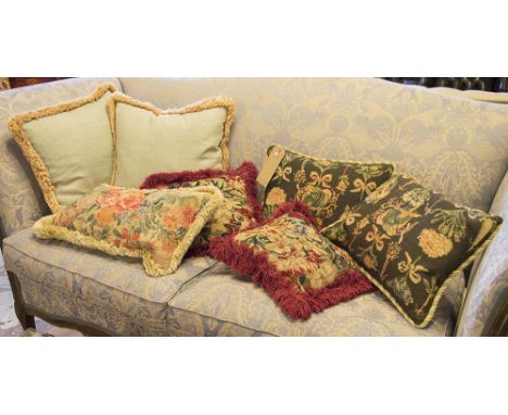 CUSHIONS, a set of seven, to include five tapestry examples and two others. (7)