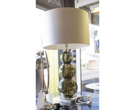LARGE PASTEUR LAMP BY PORTA ROMANA, in smoked glass on chromed metal base with shade, 82cm H.