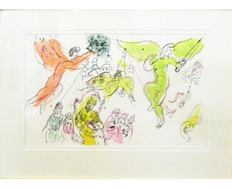 MARC CHAGALL, 'Mussorgsky and Mozart', lithograph in colours, by Charles Sorlier design for the ceiling of Paris Opera, 1965,