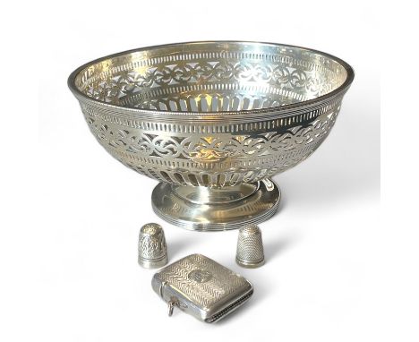 Collection Of Silver to include a Silver Mappin And Webb Bowl With Pierced Decoration 19cm Diameter, Sheffield, 1951.&nbsp; A