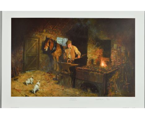 DAVID SHEPHERD (1931-2017) 'Jimmy's Forge', a limited edition print of a blacksmith at work, 296/850, signed and numbered in 