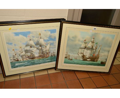 MARK R MYERS (BRITISH CONTEMPORARY), three maritime interest signed prints 'Nelson Rejoins The Victory', 'The Ark Royal Engag