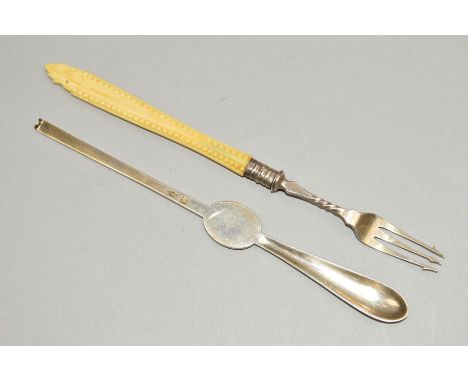 AN EARLY 20TH CENTURY SILVER LOBSTER PICK of plain design, hallmarked Martin Hall &amp; Co Ltd, Sheffield 1913, length 190mm,