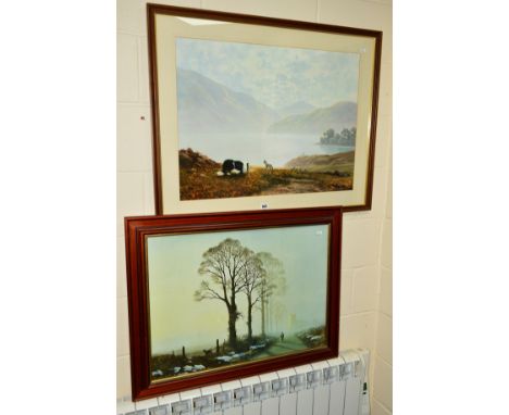 GERALD COULSON (BRITISH 1926), two open edition prints 'Winter Sunlight', mounted, framed and glazed, approximate size 52cm x
