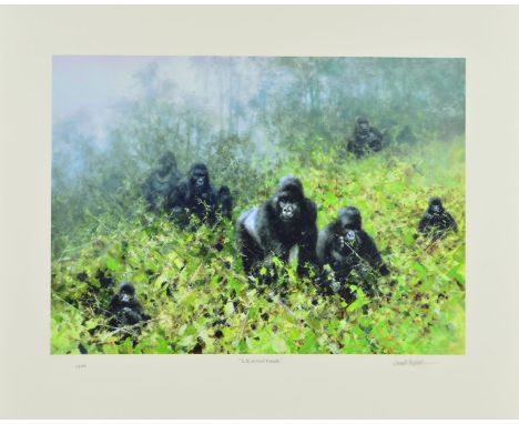 DAVID SHEPHERD (1931-2017), 'In the Mists of Rwanda' a limited edition print 12/250 of a troop of Gorillas, signed, titled an