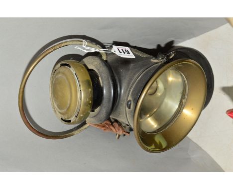 A LUCAS 'KING OF THE ROAD' PARAFFIN HEAD LAMP, No.720, height approximately 32cm including handle
