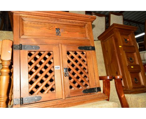 A CORONA PINE BEDSIDE CABINET and a similar CD chest, a small modern pine drop leaf table, a pine stool, a spoonback chair, a