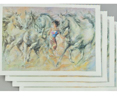 GARY BENFIELD (BRITISH 1965) 'HORSE WHISPERER', four limited edition prints on canvas, 30-33/150, signed, titled and numbered