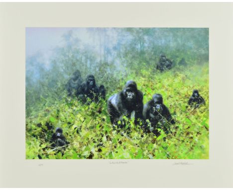 DAVID SHEPHERD (1931-2017) 'In The Mists of Rwanda', a limited edition print 16/250 of Gorillas, signed, titled and numbered 