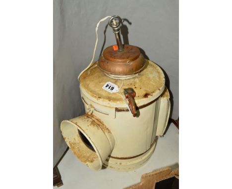 A SHIPS SIGNAL LAMP CONVERTED TO A CEILING LAMP (missing interior)