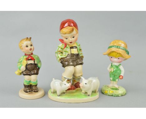 THREE BESWICK FIGURES, to include two Hummel 'Trumpet Boy' No 903, 'Farm Boy' No 912, and a Joan Walsh Anglund figure 'Anglun