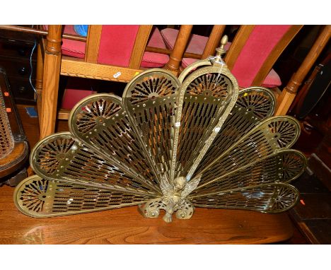 A BRASS FAN FIRESCREEN
