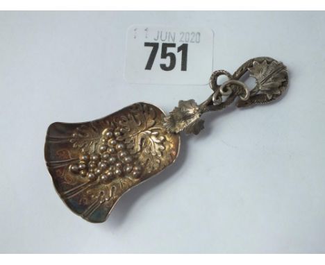 Victorian caddy spoon with vine decoration - B'ham by Hill &amp; Thompson 