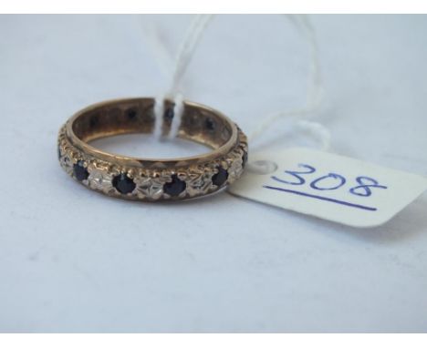 9ct gold sapphire &amp; diamond eternity ring full hallmarked