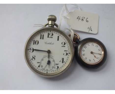 Metal cased gents pocket watch by CORTEBERT with seconds dial together with gunmetal case fob watch