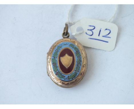 Good oval yellow metal &amp; enamel locket 