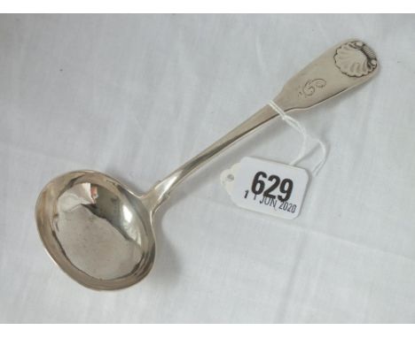 Newcastle silver sauce ladle with shell - 1824 by IW 