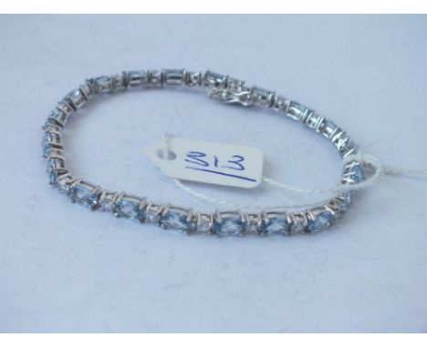 Silver &amp; light blue stone tennis bracelet 