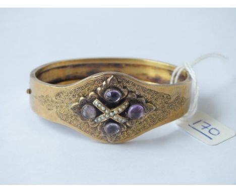 VICTORIAN BRACELET SET WITH PURPLE &amp;PEARL STONES - 13.1gms