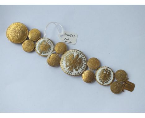 Silver gilt &amp; enamel coin bracelet