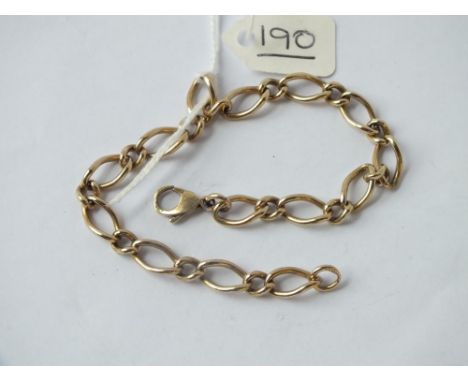 9ct Vintage hallmarked fancy curb link bracelet - 10.9gms - 212mm length