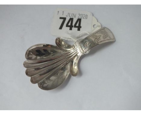 Another Georgian bright cut caddy spoon with almost hand shaped bowl - B'ham 1826 by U&amp;H