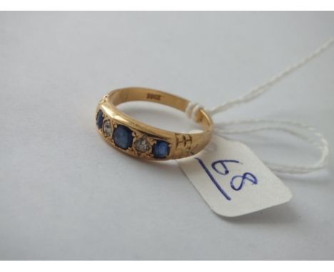 Five stone sapphire &amp; diamond ring - size Q 