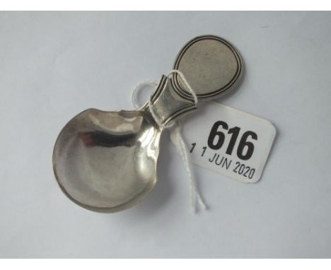 Georgian caddy spoon with thread disc terminal - B'ham 1823 by J Wilmore 