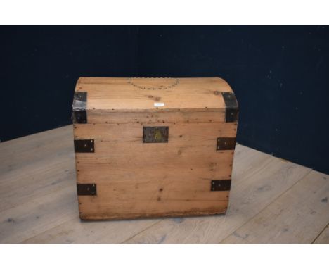 Pine trunk with domed top 61W cm PLEASE always check condition PRIOR to bidding, or email us a condition report request if yo