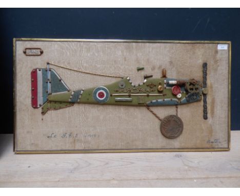 1960's mounted half block of a First World War French plane 42H x 76W cm PLEASE always check condition PRIOR to bidding, or e