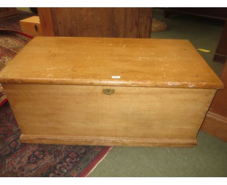 Pine trunk with brass handles 100W cm PLEASE always check condition PRIOR to bidding, or email us a condition report request 