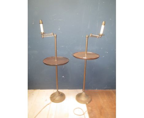 Pair of Edwardian mahogany & brass library lamp stands 94Hcm PLEASE always check condition PRIOR to bidding, or email us a co