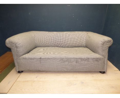 Victorian Chesterfield 3 seater sofa, upholstered in black & white check 187 x 88cm PLEASE always check condition PRIOR to bi