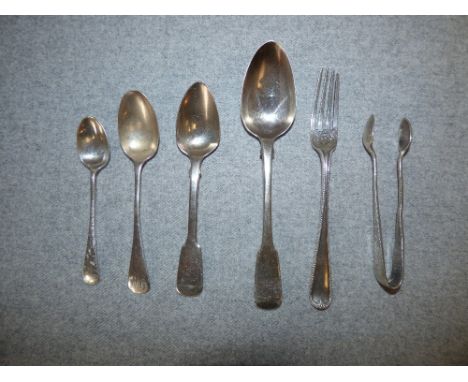 4 assorted silver spoons and Christening fork ( various dates and makers)