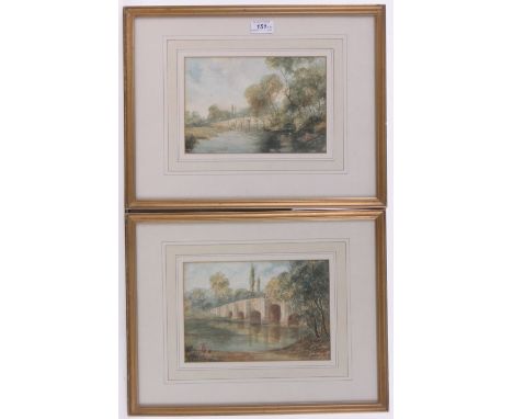 F G Palmer,pair of watercolours, river scenes 1924, 6.5" x 9.5", and R Seddon, pair of watercolour street scenes, framed, (4)