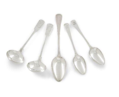 A pair of Victorian provincial silver dessert spoons. James Braham of Torquay, Exeter, 1848. The Old English pattern spoons e