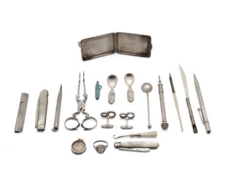 A small group of silver and silver mounted oddments. Various dates and makers. The group including: a Sampson Mordan novelty 