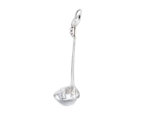 A 'Blossom pattern' silver cream or gravy ladle.Georg Jensen, Denmark, c.1950The lightly planished bowl with twin pouring lip