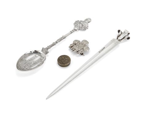 Of Royal interest. A group of oddments including a silver paperknife.Sarah Jones,London, 1981. Designed with Prince of Wales 
