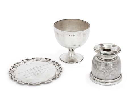 A small group of silver items. Various dates and makers. The group comprising: a George V Art Deco "No-fume" ashtray, Birming