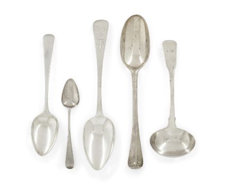A 19th century Channel Islands silver tablespoon. Jacques Quesnel I (1780-1843), Jersey, c.1820. The Old English pattern spoo