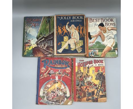 A collection of vintage books, a Rainbow annual from 1926, other stories